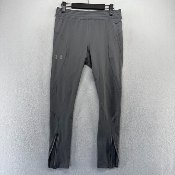 Under Armour Compression Pants Men's Medium Gray Coldgear Running Workout Logo - Picture 1 of 9